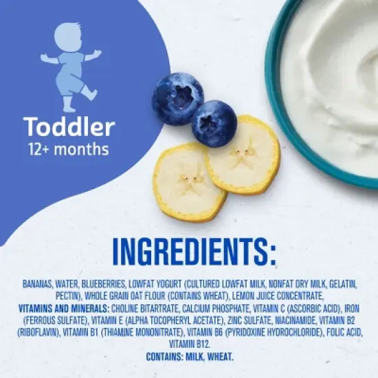 Gerber Banana Blueberry Oats & Yogurt Single Pouch, 3.5oz image {7}