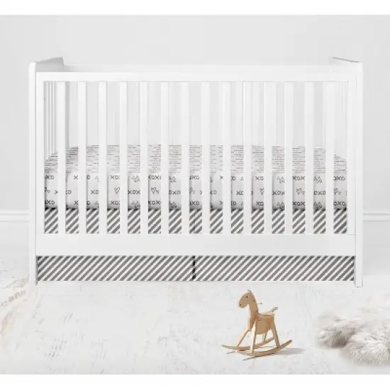 Bacati - Love Design/Print Gray/Silver 10 pc Crib Bedding Set with Long Rail Guard Cover image {6}