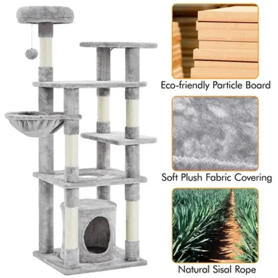 Yaheetech 56.5inch Multilevel Cat Tree Cat Tower with Scratching Posts image {3}