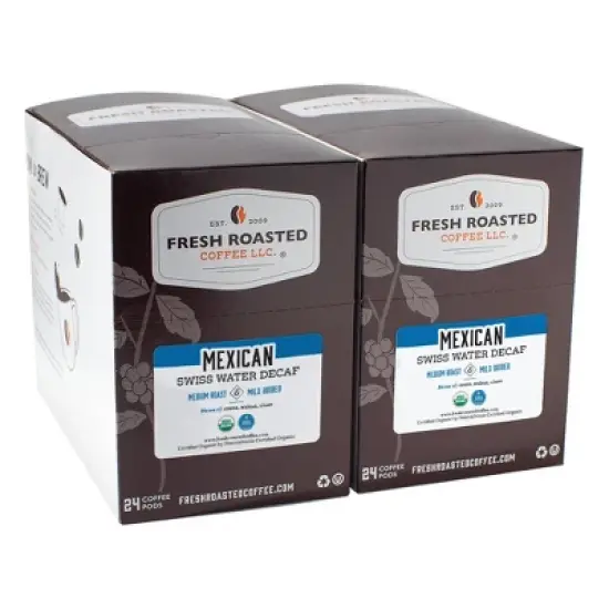 Fresh Roasted Coffee - 48 CT Organic Mexican SW Decaf Medium Roast Single Serve Pods image {2}