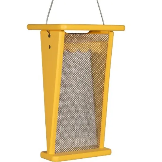 JCS Wildlife Finch Feeder &ndash; Recycled Yellow Poly Lumber, V-Shaped Design, Stainless Steel Mesh, 5-Cup Nyjer/Thistle Capacity &ndash; Easy to Clean, Made in image {1}