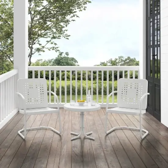 Bates 3pc Outdoor Chair Set - White - Crosley image {6}