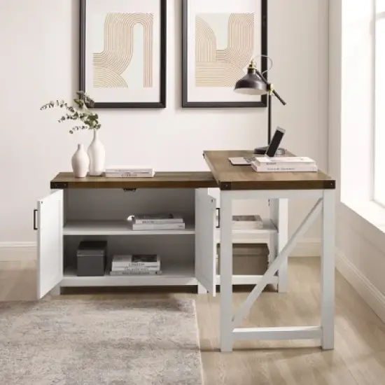 Farmhouse Rustic L Shaped Desk with Storage - Saracina Home image {7}
