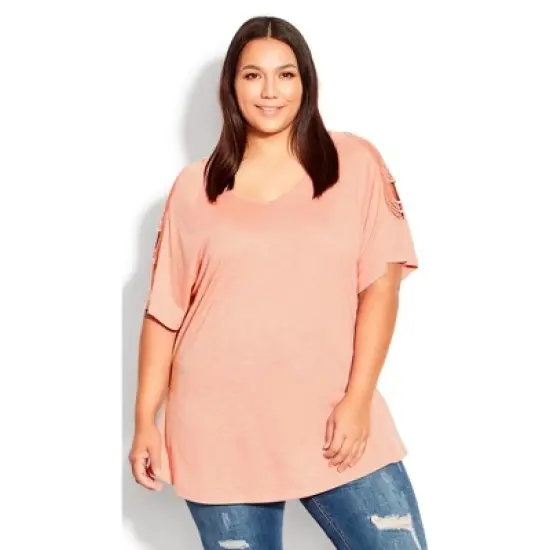 Women's Plus Size Crochet Cut Out Top  - Bridal Rose | AVENUE image {3}