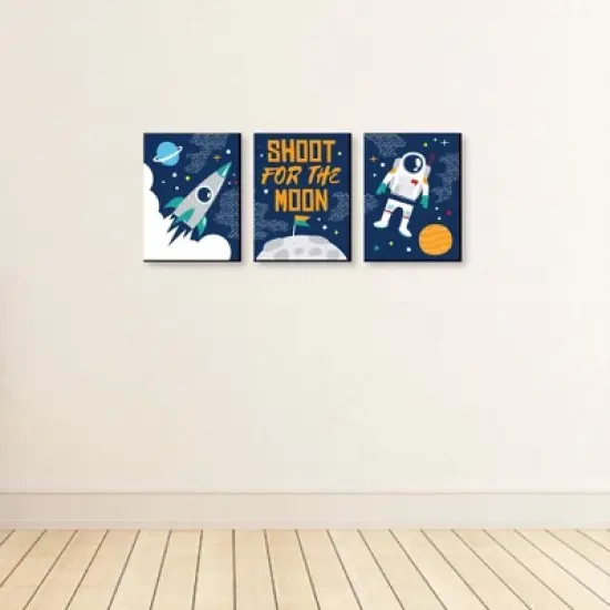Big Dot of Happiness Blast Off to Outer Space - Rocket Ship Nursery Wall Art & Kids Room Decorations - Gift Ideas - 7.5 x 10 inches - Set of 3 Prints image {2}