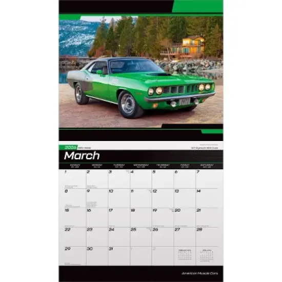 BrownTrout American Muscle Cars 2026 14"x24" Hanging Deluxe Wall Calendar Plastic-Free image {2}