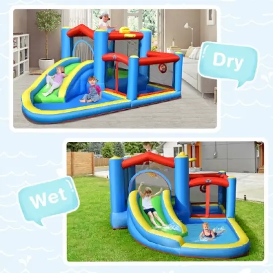 Costway Inflatable Kids Water Slide Outdoor Indoor Slide Bounce Castle with 550W Blower image {2}