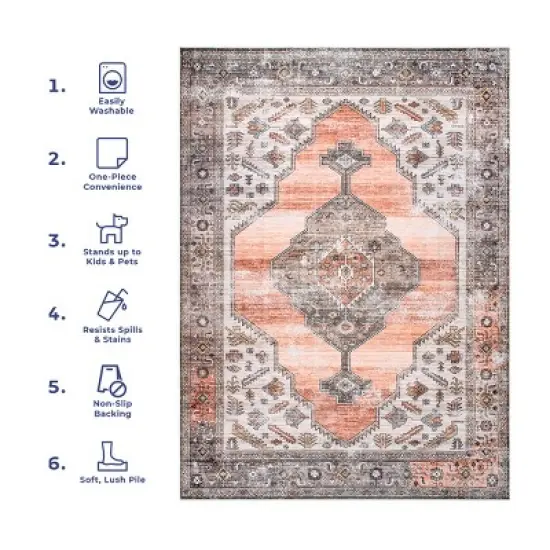 nuLOOM Gracie Distressed Medallion Machine Washable Area Rug image {11}