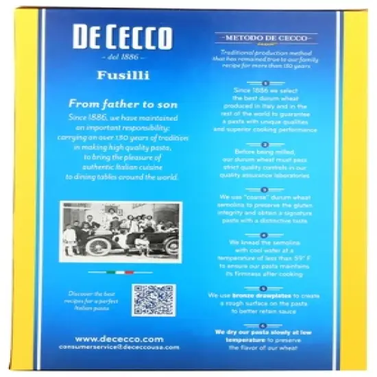 De Cecco Fusilli Pasta - Case of 12/16 oz image {2}