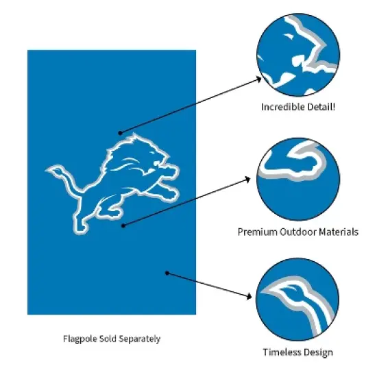 Evergreen NFL Detroit Lions Applique House Flag 28 x 44 Inches Outdoor Decor for Homes and Gardens image {4}
