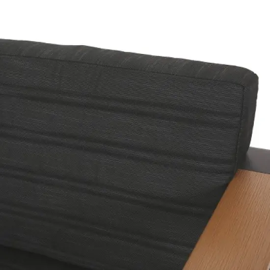 GDFStudio Neffs Outdoor Aluminum Loveseat with Cushions, Dark Gray/Natural/Black image {6}