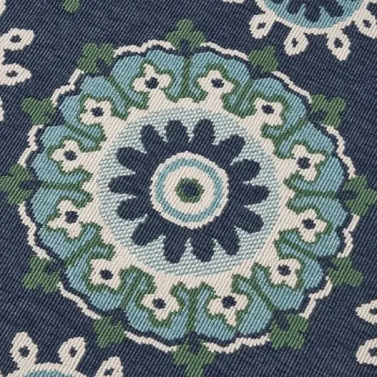5'3" x 7' Medallion Outdoor Rug Navy/Green - Christopher Knight Home image {4}