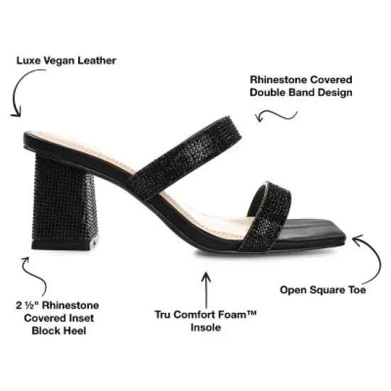 Journee Collection Womens Shandee Tru Comfort Foam Rhinestone Detail Block Heel Sandals image {7}