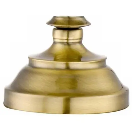 Regency Hill Traditional Table Lamp 26" High Antique Brass Candlestick White Fabric Drum Shade for Living Room Family Bedroom Bedside image {4}