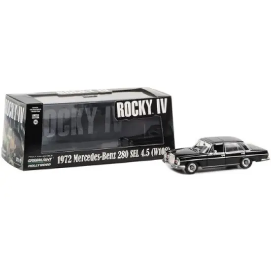 1972 Mercedes-Benz 280 SEL 4.5 (W108) Black "Rocky IV" (1985) Movie "Hollywood" Series 1/43 Diecast Model Car by Greenlight image {2}