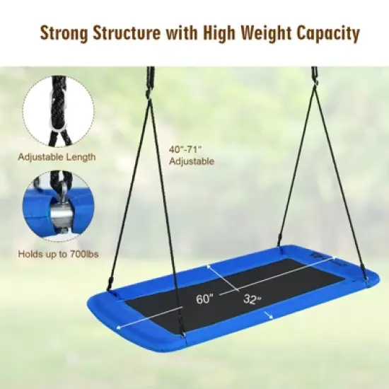 Infans 700lb Giant 60" Platform Tree Swing Outdoor w/ 2 Hanging Straps Blue image {5}