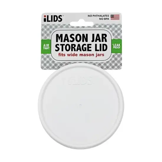 iLIDS 3pk Wide Mouth Storage Lid - White: Polypropylene, Dishwasher-Safe, Cold Beverage Jar Accessories image {1}