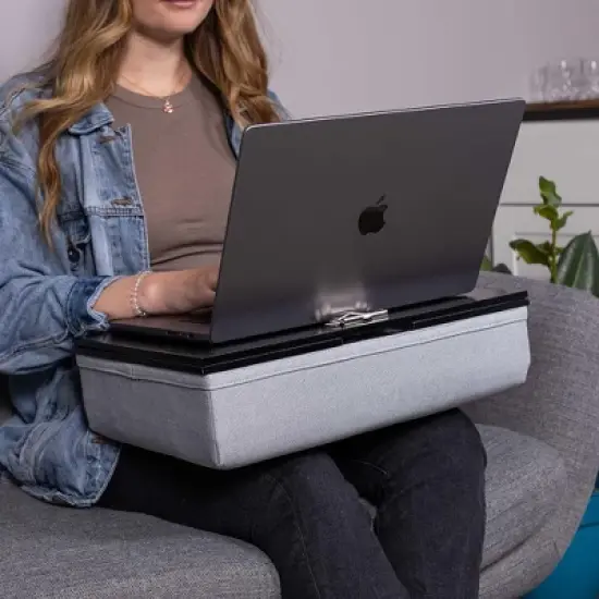 BIRDROCK HOME Lap Desk with Storage and Cushion - Grey image {3}