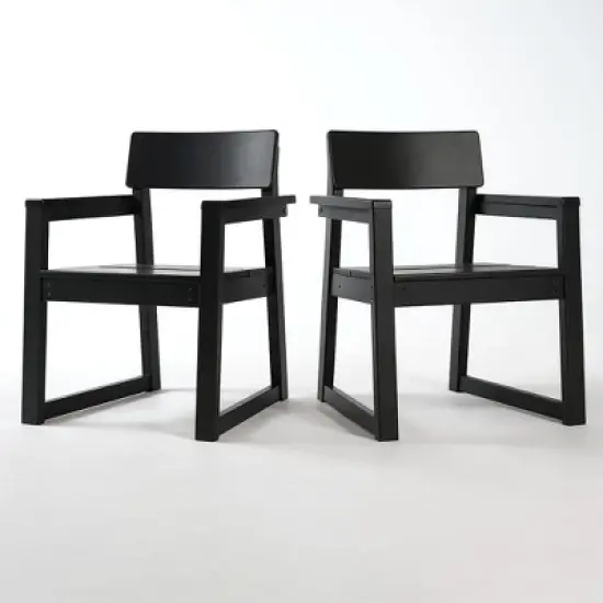 FIONECA 5-Piece HDPE Outdoor Dining Set with Umbrella Hole &uml;C Weather-Resistant Patio Table & 4 Armrest Chairs, Black image {7}