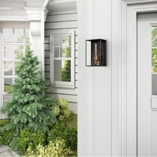 C Cattleya 1-Light Brass Outdoor Wall Light Fixture with Dark Bronze Finsh,12in image {4}