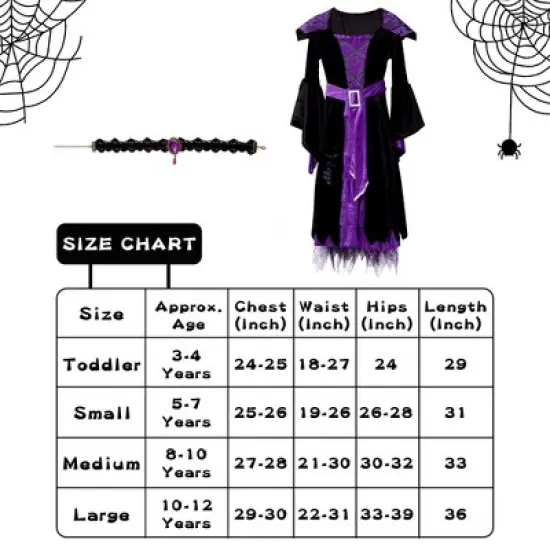 Garvee Witch Costumes with Neck Accessories for Girls, Suitable for Halloween Dress Up Party, Role-Playing image {3}