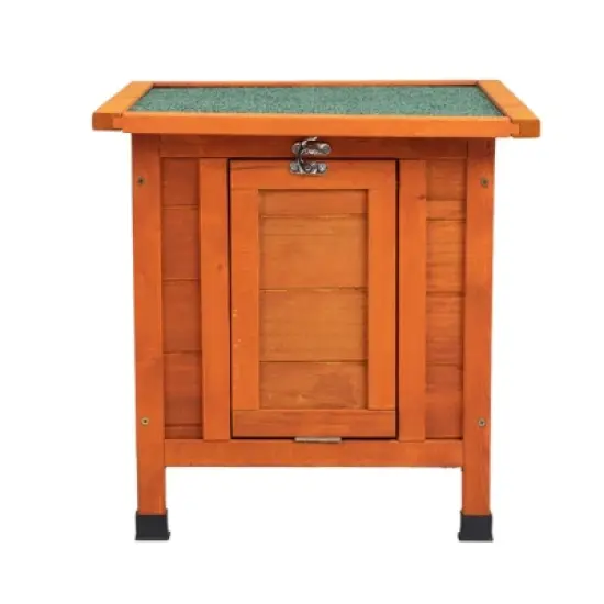 DOMETOUR Modern Wooden Rabbit Cat Dog Hutch, Indoor/Outdoor Retreat House with Openable Roof for Small Pets, Weatherproof image {4}