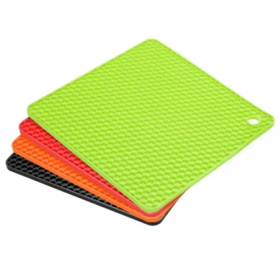 Unique Bargains Silicone Heat Resistant Trivet Mats 4 Pcs image {6}