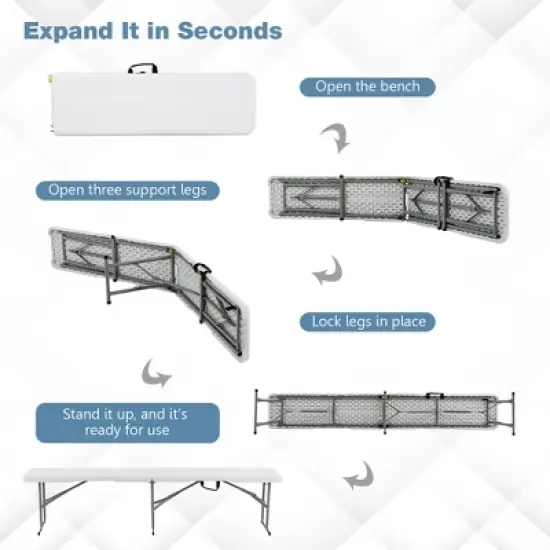 Costway Outdoor Camping Table Set Folding Picnic Long Table with 2 Bench Seats image {9}