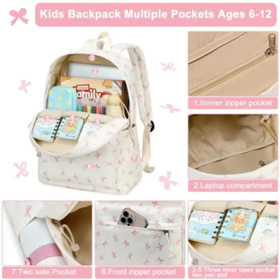 School Backpack for Girls Kids Teens Cute School Bookbag Set with Insulated Lunch Box Pencil Case Back to School Student Ages 6-12 image {2}