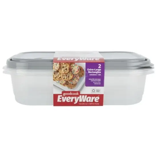 GoodCook EveryWare Rectangle Food Storage Containers - 1 Gallon - 4pcs/2ct - Gray image {7}