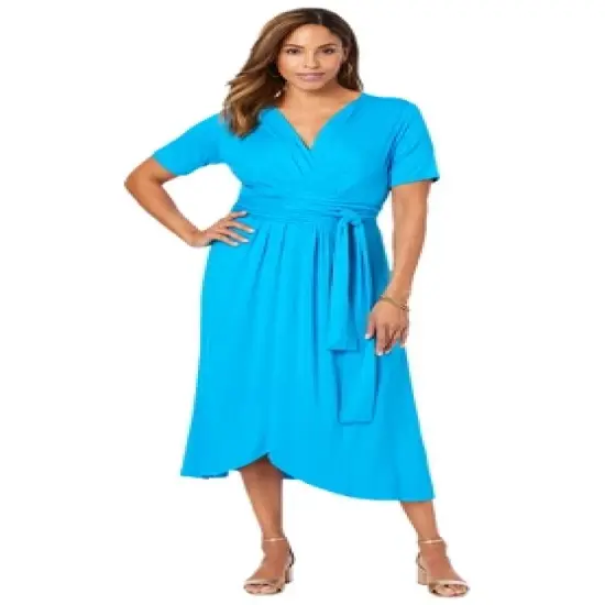 Jessica London Women&rsquo;s Plus Size Tie-Waist High Low Dress image {1}