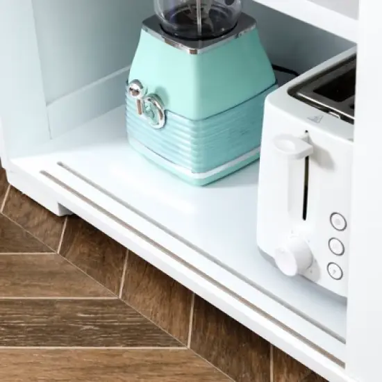 HOMCOM Modern Kitchen Sideboard, Stackable Buffet Cabinet, Sliding Glass Door Cupboard with Adjustable Shelf, White image {5}