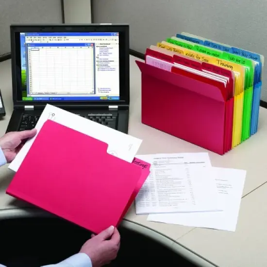 Smead File Pocket, Straight-Cut Tab, 5-1/4" Expansion, Letter Size, Assorted Colors, 5 per Pack (73836) image {2}