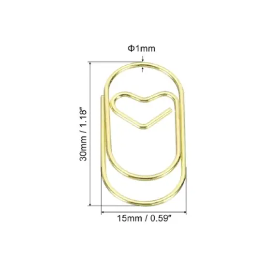 Unique Bargains Heart-Shaped Metal Prevent Tearing Pages Home Office Paper Clip 50 Pcs image {1}