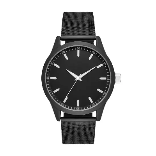 Men's Rubberized Case Mesh Strap Watch - Goodfellow & Co&trade; Black image {1}