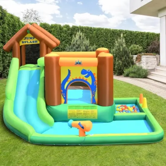 Bountech Inflatable Waterslide Bounce House Climbing Wall Ball Pit w/ Blower image {2}