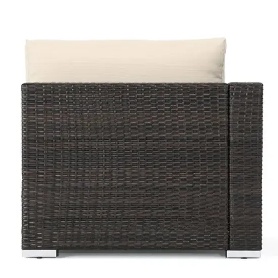 Christopher Knight Home 3pc Santa Rosa Wicker Outdoor Patio Sectional Sofa Multibrown/Beige image {16}