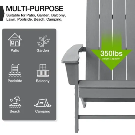 GARPROVM Cozy HDPE Adirondack Chair Weather-Resistant Outdoor Patio Chair image {6}