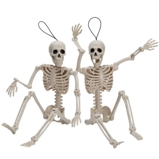 Joyfy 1/2/5/10 PCS 16" Posable Skeleton Halloween Decorative Props for Indoor/Outdoor Halloween Decorations Graveyard Haunted House Spooky Scene Party image {9}