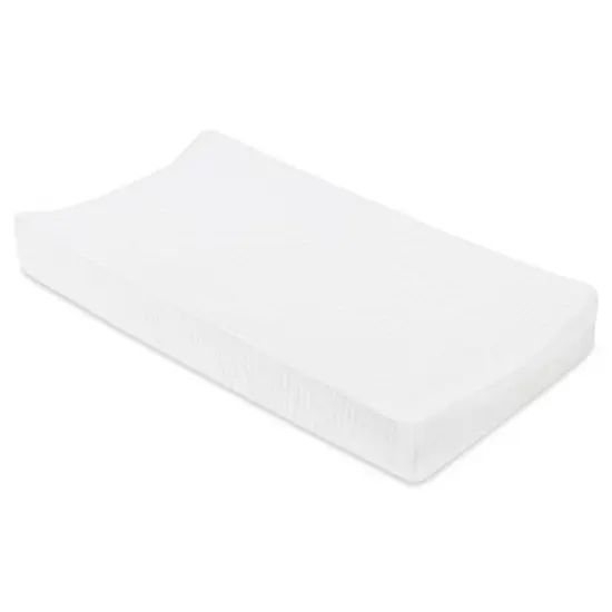 Babyletto Quilted Muslin Changing Pad Cover - GOTS Certified Organic Cotton - Plain White image {1}