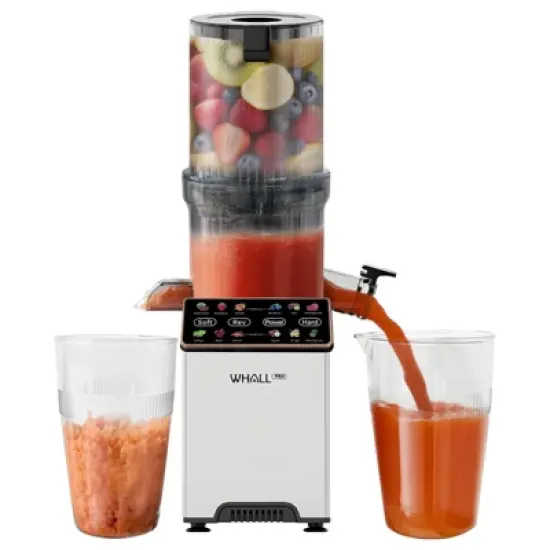 WHALL&reg; Cold Press Juicer Machine with Touchscreen, Slow Masticating Machines with 4.5" Extra Large Feed Chute, Reverse Function, Soft & Hard Models image {10}