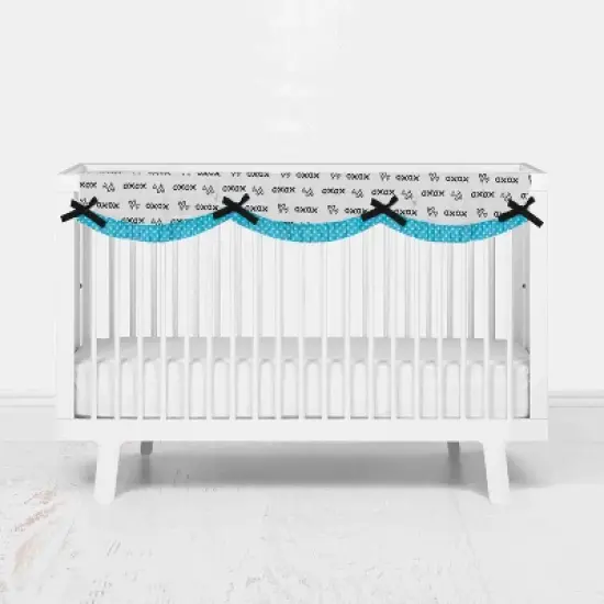 Bacati - Love Black/Turq Long Side Crib Rail Guard Cover image {2}