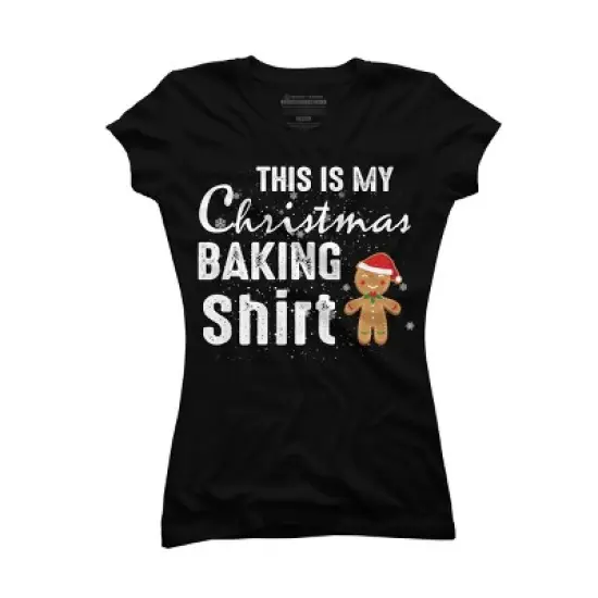 Junior's Design By Humans Gingerbread Christmas Baking Shirt By shirtpublic T-Shirt image {3}