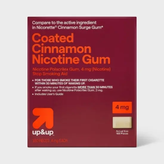 Coated Nicotine 4mg Gum Stop Smoking Aid - Cinnamon - up&up&trade; image {4}