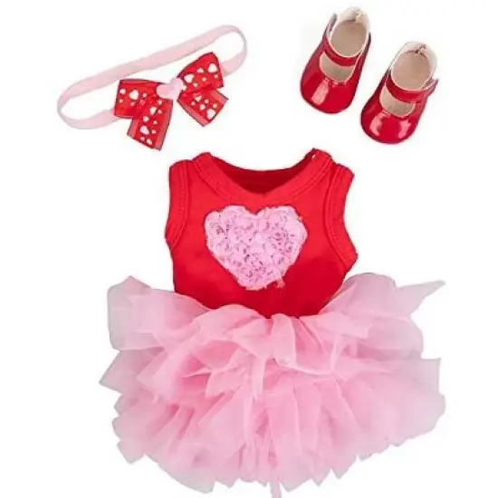 Dress Along Dolly Pink Heart Outfit for American Girl Doll image {1}
