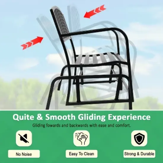 BestMassage Garden Bench Patio Glider Bench with Smooth Metal Frame, Black image {3}