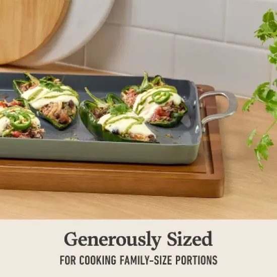 Calphalon Ceramic Double Griddle Silver Ash: Nonstick Double Burner Griddle Pan, Dishwasher-Safe, Anodized Aluminum image {5}