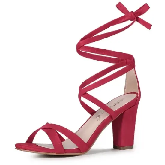 Allegra K Women's Lace Up High Block Heeled Sandals image {9}