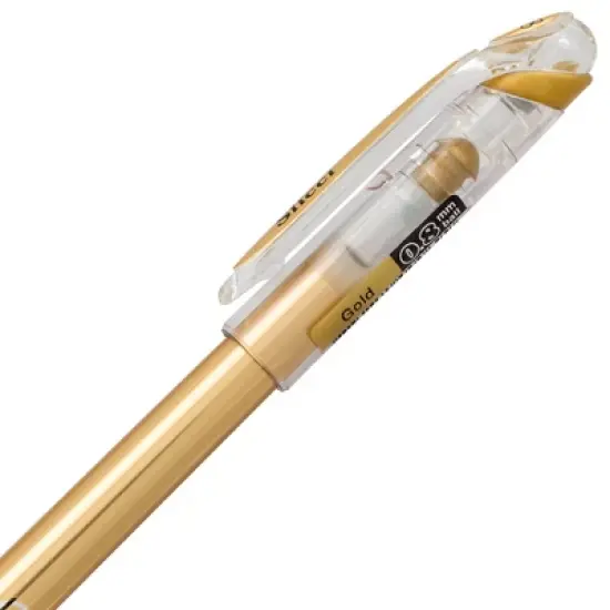 Pentel Arts Slicci METALLIC (0.8mm) Needle Tip Med Gel Pen, Gold Metallic Ink, Pack of 12 image {5}