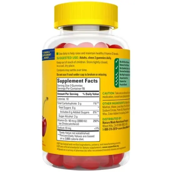 Nature Made Zero Sugar Vitamin D Sugar Free Gummies - 110ct image {1}